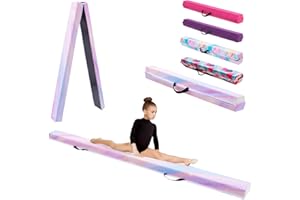 KIKILIVE Trave d'Equilibrio Ginnastica con Superficie in Ecopelle Eva+EPE in 3 Misure (240cm/270cm/300cm) Pieghevole per Bambini & Adulti + Borsa Trasporto