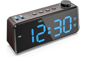 ANJANK Bedside Radio Alarm Clock - 0-100% Dimmer, Dual Alarm with Weekday or Weekend Mode, USB Charger, Easy to Set, Mains Power with Battery Backup, Large Display Easy to Read Across The Room