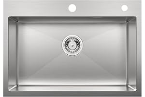 Auralum Lavello Cucina 1 Vasca, Lavandino Cucina 65 x 45 cm, Lavabo Cucina Acciaio Inox da Appoggio con Troppopieno, Sifone e Set di Drenaggio