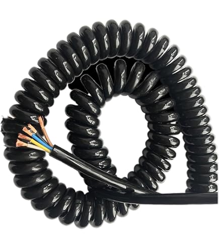 Produktbild von 24-adriges Spiralkabel, 0,25 Mm², Abgeschirmter Federdraht, Polyurethan-Mantel, Für CNC-Maschinen, Handräder & Flexible Verbindungen – Dehnung 2 M, öl- & Verschleißfest