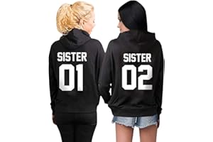 Minetom Best Friends Damen Sister Pullover Hoodie Für Zwei Mädchen Beste Freunde BFF Schwester Kapuzenpullover Sweatshirt Geschenk