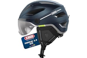 ‎ABUS ABUS Stadthelm Pedelec 2.0 ACE - Fahrradhelm mit Rücklicht, Visier, Regenhaube, Ohrenschutz - für Damen und Herren