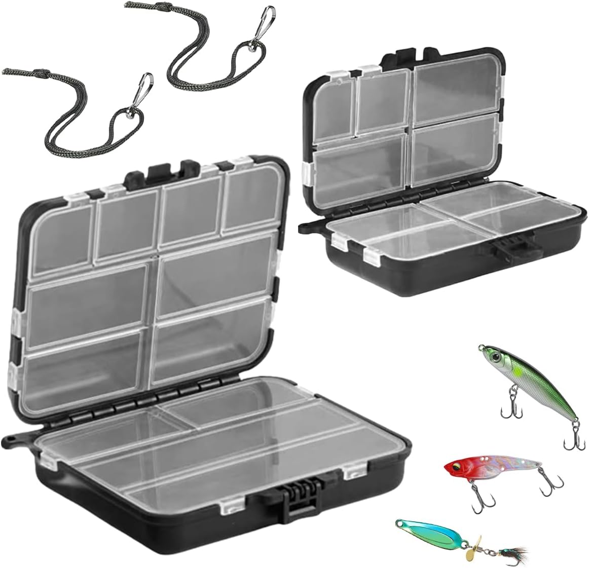 2 Piezas Caja Pesca, Doble Capa Caja de Aparejos, Impermeable Caja de Pesca Plástica para Cebos de Pesca, Almacenamiento de Aparejos y Pesca Al Aire Libre