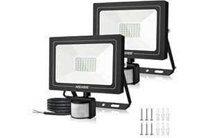 MEIKEE 50W Security Lights with Motion Sensor Outdoor PIR Lights Led Floodlight with pir Sensor 4300 Lumens Daylight White LED Flood Light for Garage Forecourt Corridors Courtyards Pack of 2