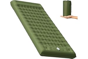 MAMBAKOTR Camping Air Bed 12-15CM Extra Thick, Reinforced Support Structure with Built-in Foot Pump and Pillow Portable Camping Sleeping Mat Air Mattress for Tent Backpacking Hiking Travel