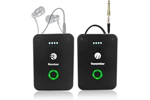 CISSIYOG Słuchawki douszne do monitoringu, bezprzewodowe słuchawki 2.4G Stereo Mono/Stereo IEM, bezprzewodowy system monitoringu dousznego z nadajnikiem i odbiornikiem do występów studyjnych i prób