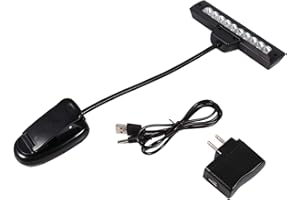 Niiyen Lampe de pupitre Rechargeable, 10 LED Clip-on Music Stand Clamp Light Lampe de Lecture de Bureau pour pupitres, Pianos, fosses d'orchestre, Bureaux, Tables, Clubs Sombres 110V ~ 220V(2#)