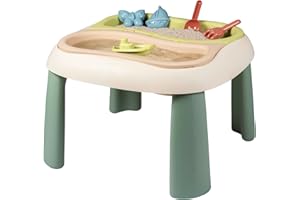 Smoby Life - Table Sable et Eau - 2 Bacs Amovibles, Pelle, Râteau, Bateau, Moules à Sable - Jouet pour Utilisation Extérieure - Matière Recyclée - A Partir de 18 Mois - Fabrication Française