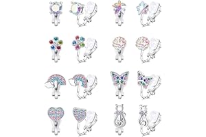GENERIC EDLMKM 6 Pairs Kids Clip On Earrings for Girls Toddler No Pierced Princess Play Earrings Dress Up Jewelry Set Cute Butterfly, Rainbow, Flower, Star, Heart Designs Multicolor Clips Best Gifts for Teens