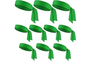 Geebuzz 10 Pcs Tie Headbands for Men Women Ninja Karate Pirate Headbands Elastic Sweat Sports Athletic Sweatbands Head Bands for Tennis Workout Running Baseball (Green)