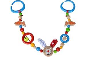 Eichhorn - Łańcuszek do wózka z motywem zająca, długość 50 cm, wykonany w 100% z drewna bukowego z certyfikatem FSC, wyprodukowano w Niemczech, odpowiedni dla dzieci już od pierwszych miesięcy życia