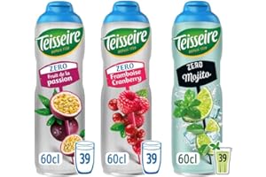 ‎TEISSEIRE 3 Sirup 0% ohne Passionszucker, Himbeere Cranberry und Mojito