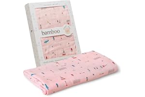Interbaby Muselina Bambu Bebe 120x120cm | Gasas para Bebes Recien Nacidos, Lactancia, Toalla, Manta | Muselinas Bebe Cómoda, Suave, Transpirable | Diseño Cabaña Rosa