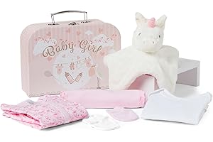 Baby Box Shop Coffret Naissance Bébé Fille les Incontournables du Nouveau-né Incluant Doudou Body Grenouillère Bavoir en Coton et des Moufles Rose