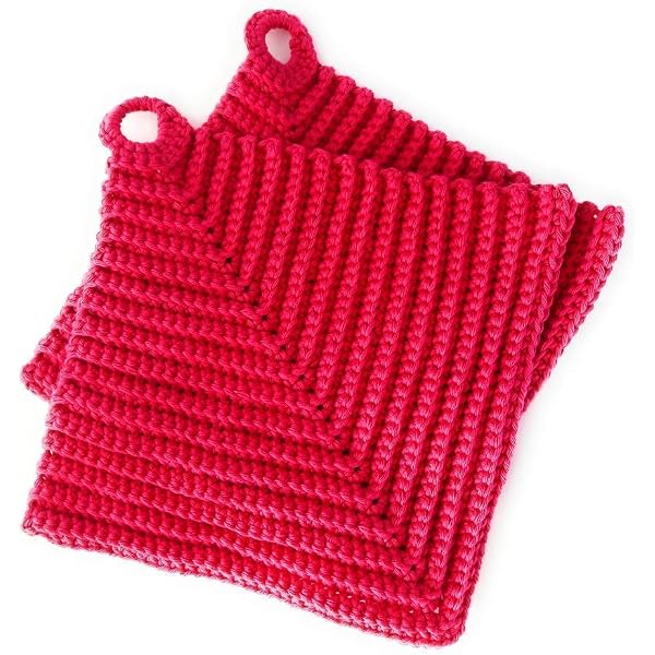Dicke Gehäkelte Topflappen Aus Baumwolle – Set Mit 2 Stück, Ca. 19 X 19 Cm – Klassisches Design