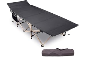 REDCAMP Folding Camping Beds for adults, 28" Extra Wide Heavy Duty Sturdy Camp Bed Portable, Stronge Thicker Tubes Sleeping Cot Outdoor Travel Office Indoor Fishing (Black)
