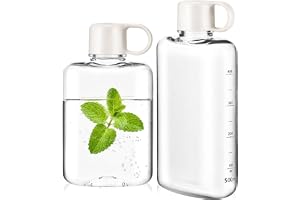 Cuxawamiyo Liten drickflaska 2 stycken, platt flaska, 500 ml och 360 ml, BPA-fri tritanflaska, liten vattenflaska för sport