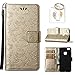 Produktbild für Huawei P10 Lite Geprägte Muster Handy PU Leder Silikon Schutzhülle Handy case Book Style Portemonnaie Design für Huawei P10 Lite + Schlüsselanhänger/*115) (6)