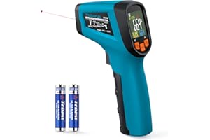 Tilswall Thermomètre Infrarouge,Laser -58~1112℉(-50~600℃),Pistolet de Thermometre Sans Contact,Emissivité Réglable Thermomètre Frontal Pour la Cuisine/BBQ/Industrie(pas pour l'homme)