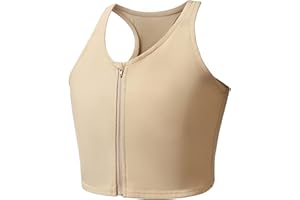 Wonababi Binder de pecho para transgénero, Binder trans con cremallera a media longitud, diseño cómodo y plano, sujetador binder FTM para cosplay