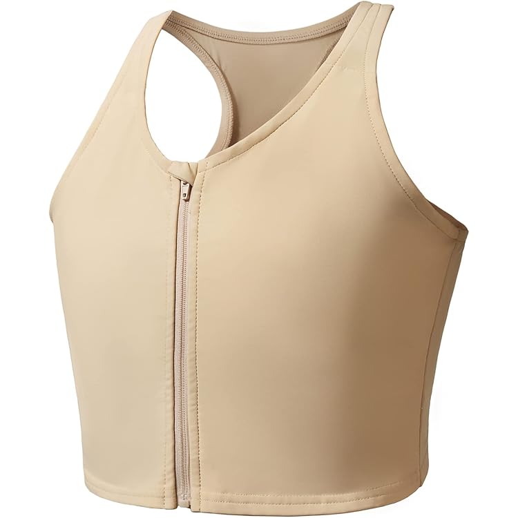 KUMAYES Chest Binder Tomboy Transgénder FTM Band para Las Mujeres sin Vendaje Cremallera Delantera Short Tank Top con Stronger Elastic (XXL, Blanco-Cremallera KUMAYES Chest Binder Tomboy Transgénder FTM Band para Las Mujeres sin Vendaje Cremallera Delantera Short Tank Top con Stronger Elastic (XXL, Blanco-Cremallera