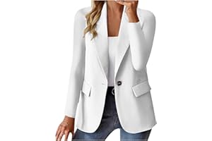 Générique Blazer Femme Chic et Elegant Veste Blazer Couleur Unie Bouton Grandes Tailles Manches Longues Classique Bureau Travail Soirées Décontractées Tailleur Femme Slim Fit Revers Veste Manteau