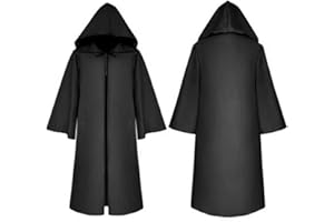IBLUELOVER Kostüm Damen Kinder Herren Geister Umhang Hexe Witwe Tod Phantom Sensenmann Halloween Zubehör Krieger Schwarz Cool Cosplay Kleidung Teufel Gevatter Mottoparty Länge Cape mit Kapuze Robe