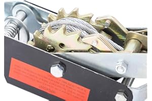 CERLINGWEE Gear Winch Rope Tightener Cable Ratchet Lifting Tool Double Hook Steel Wire Hand Power Puller Heavy Duty for Metallurgy and Mine (Black, 2T)