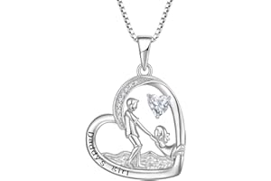 JO WISDOM Collar Padre e Hija de Pareja de Plata de Ley 925 Mujer,Colgante con Cadena Corazón Papá Papi Chica con 3A Circonia