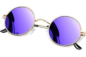 KANASTAL Retro Runde Sonnenbrille Herren Damen Klassische Polarisierte Sonnenbrille Rund mit Metallrahmen Vintage Hippie Rave Brille UV400 Schutz