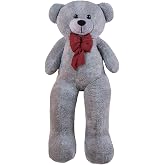 Gri Papyonlu Pel&uuml;ş Ayıcık,Yumuşak ve Sevimli B&uuml;y&uuml;k Boy Oyuncak Ayı,Sarılmalık Sevgiliye Hediye B&uuml;y&uuml;k Boy Ayı (130cmGri)