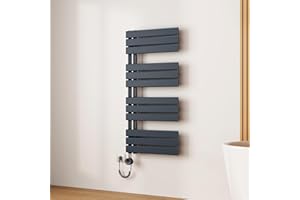 EMKE Scaldasalviette Elettrico 104x50 cm Antracite, Porta-Asciugamani Riscaldante con Termostato WiFi, 600W, Termoarredo Elettrico per Bagno