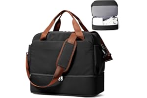 SEAFEW Bolsa de Viaje 40x30x20 para Ryanair,Bolsa de Mano Equipaje de Fin de Semana para Mujer,Impermeable Bolsa de Deporte para Gimnasio,Bolso de Natación para Playa,C05-Negro Marrón