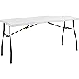 Living and More 5ft Half Folding Table, Portable Tables for Dining Parties Card Picnic Camping, White