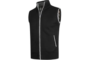 YOUTHUP Mens Knitted Gilet Fleece Lining Quilted Body Warmer Full Zip Thick Winter Cardigan