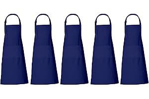 RAJRANG Grembiule in cotone con 3 tasche, solido grembiule da chef per uomini e donne, 35x27 pollici