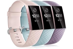 Dirrelo 3 Pack Bracelet Compatible avec Fitbit Charge 3/Fitbit Charge 4 pour Femmes Hommes, Silicone Souple Remplacement Sport Bracelet de Réglable pour Fitbit Charge 3 SE