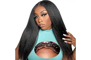 ZEKAN Wear And Go Glueless Wig Human Hair Pre-Cut Yaki Straight Lace Wigs For Women Parrucca Donna Capelli Veri Umani No Glue 4x4 Transparent Lace Wig Beginner Friendly 180% Density 20 Inch