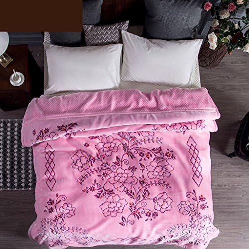 Wddwarmhome Winter Warm Blanket Embossed Raschel Craft Floral Pattern Polyester Material Size: 200 * 230cm Blankets ( Size : Pink )
