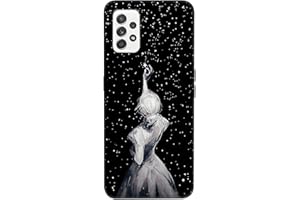 HopMore Compatible con Funda Samsung Galaxy A32 5G Negro Silicona Blando Antigolpes Dibujos Bonita Carcasas Case Resistente Gracioso TPU Cover Linda Fina - D