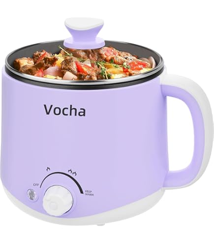 Audecook Hot Pot Elektrisch met Steamer, 1,8L Draagbare Mini Reiskoker, Multifunctionele Niet-Stick Elektrische Koekenpan voor Roerbak/Stoofpot/Stoofpot, Perfect voor Ramen Noedels/Pasta/Eier/Soep
