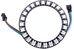 TOPXCDZ WS2812B 8/16/24/35/45/60/241 Leds Pixel Ring Adressierbare Led-Module WS2812 IC RGB Voll Farbe Runde Led Kreis DC5V (24Leds, Black)