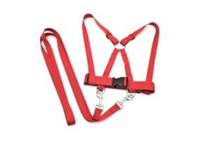 KEUGT Imbracatura per Cavalli per Bambini,Cinghie di Cavallo per Giocare i Bambini,Guinzaglio da Cavallo per Giocare,Redini Primi Passi Regolabile,Per Giochi di Ruolo,Sci e Gaming(rosso)