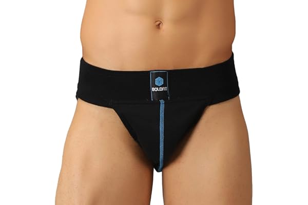 Boldfit Gym Supporter for Men Sports Underwear for Workout in Gym Stretchable Cotton Supporter for Gym Workout Quick Dry, Moisture Wicking Supporter for Cricket, Gym, Running Black