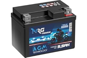 NRG PREMIUM NRG YB4L-B AGM Roller Batterie 12V 5,5Ah 140A/EN Motorradbatterie 50411 YB4L-A ersetzt 5Ah 4Ah auslaufsicher wartungsfrei