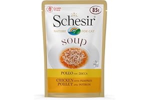 Schesir Cat Soup Poulet à la Citrouille Soupe pour Chat 20 Sachets x 85 g