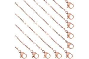 UNICRAFTALE 10pcs 45cm Rose Gold Necklace with Lobster Claw Clasp 304 Stainless Steel Chains for Women Blank Necklace Chain for Jewelry Making