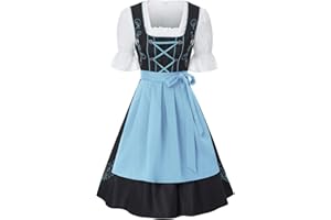 JASAMBAC Costume Dirndl 3 pièces pour femme Oktoberfest