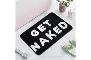 Firecos Get Naked Alfombra de Baño Antideslizante, Alfombrilla Absorbente de Microfibra, Felpudo de Puerta para Decoración Cocina Dormitorio Baño (40x60cm, Blanco Negro)