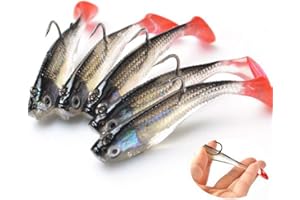 DWR DWE 5pcs señuelos de pesca, 3d ojos suave señuelo de pesca único gancho cebos cebo Artificial